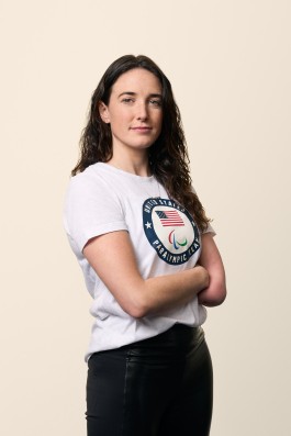 A portrait of two time Paralympic Nordic Skiing and Track and Field athlete, Dani Aravich. Photographed by Noah Willman in Washington, DC. `