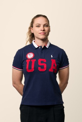 A studio portrait of Team USA Bobsled Olympian Kelly Curtis. Photographed by Noah Willman in Washington, DC. `