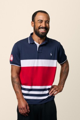 A studio portrait of Goalball Paralympian, Zachary Buhler. Photographed by Noah Willman in Washington, DC. `