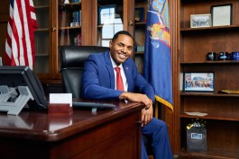 Congressman Ritchie Torres photographed in his office the Longworth House Office Building for Fortune Magazine. Photo by DC photographer Noah Willman. `