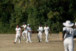 A player of Boyds CC celebrates during a Washington Cricket League match in Hyattsville, MD. Photo by editorial photographer Noah Willman. `